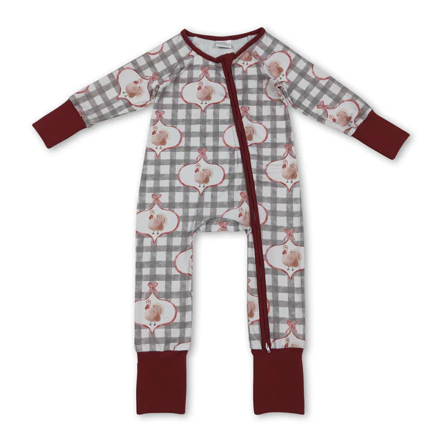 RTS Sibling Sibling milk silk Baby Cute Autumn Turkey Zipper Long Sleeve Rompers