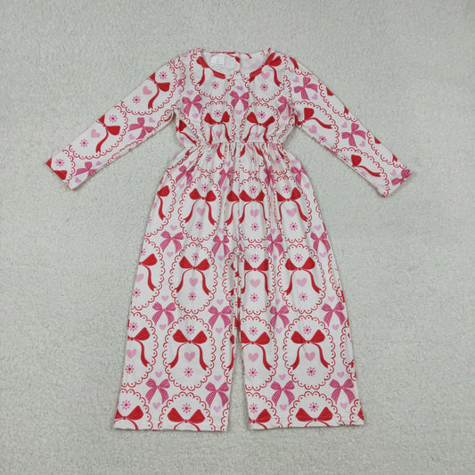 12.9 RTS NO MOQ （In stock）LR2713 Baby Girls Heart Bows Checked Pants Valentines Jumpsuits