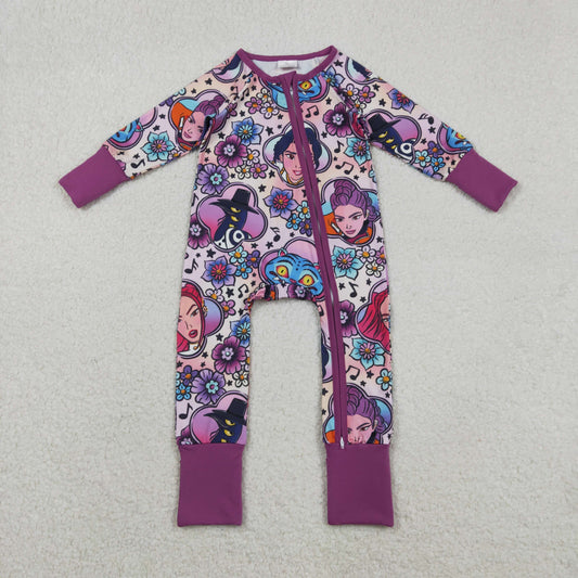 11.24 RTS NO MOQ （In stock）LR2732 Baby Girls Winter Rompers Baby Girls Hunter Flowers Two Way Convertible Rompers