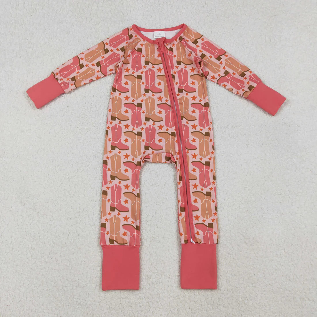 12.11 RTS Sibling Baby Kids Hats Boots Horses Cows Western Two Way Zip Convertible Rompers