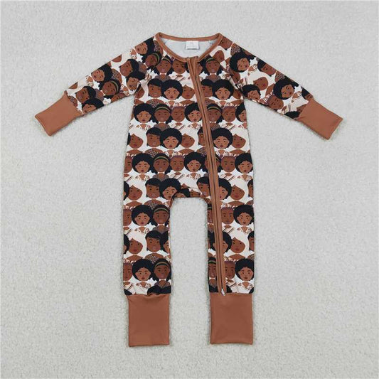 11.27 RTS NO MOQ （In stock）LR2748 Baby Boys Winter Rompers Baby Girls Black Girls Plaid Zipper Footie Rompers