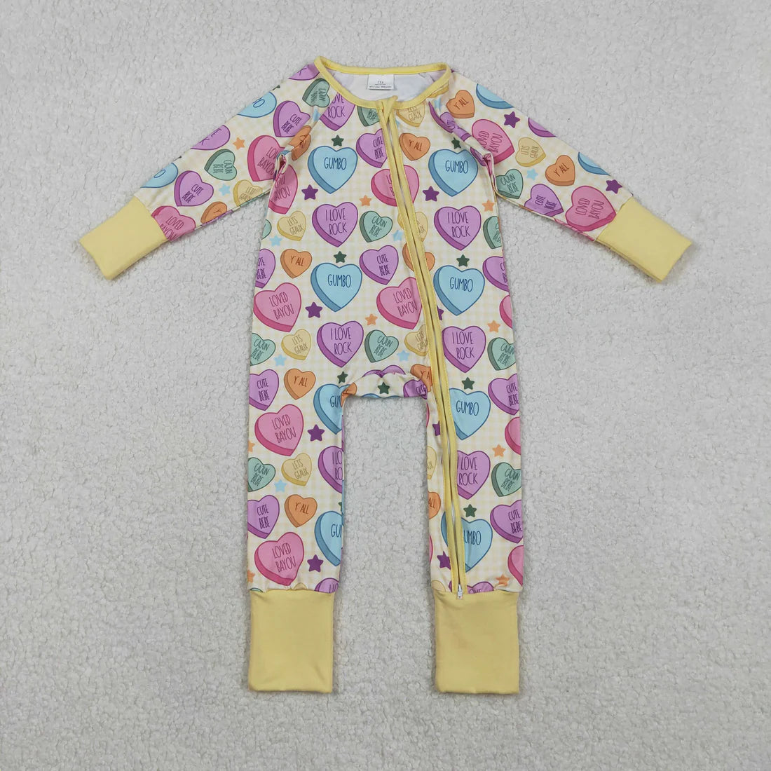 12.11 RTS Sibling Baby Kids Colorful Hearts Bows XOXO Valentines Two Way Zip Convertible Rompers