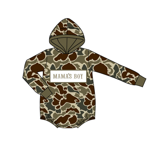 10.15 LR2791 Pre order No Moq Baby Boys Brown Camo Mama's Boy Hoodie Rompers