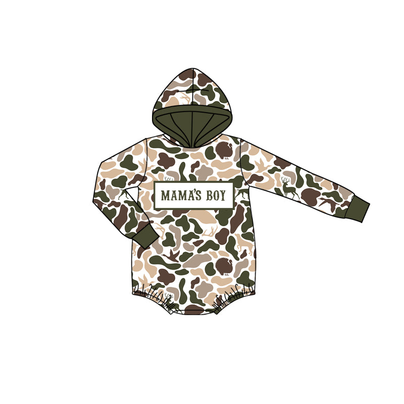10.15 LR2797 Pre order No Moq Baby Boys Deer Ducks Camo Mama's Boy Hoodie Rompers