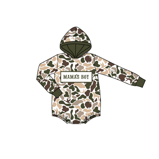 10.15 LR2797 Pre order No Moq Baby Boys Deer Ducks Camo Mama's Boy Hoodie Rompers