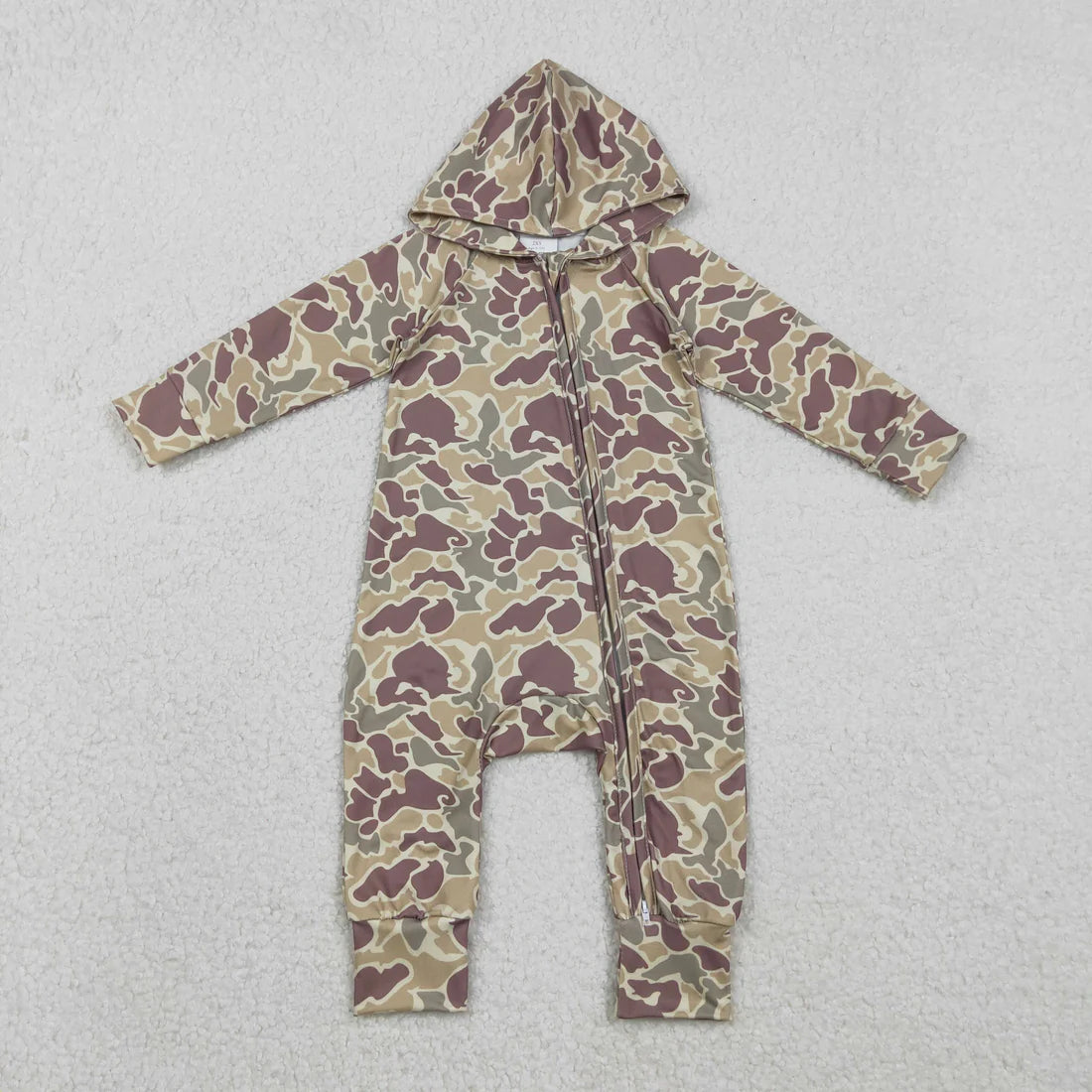 12.2 RTS Sibling Baby Boys Southern Khaki Camo Hoodies Pockets Pants Set Zipper Convertible Rompers