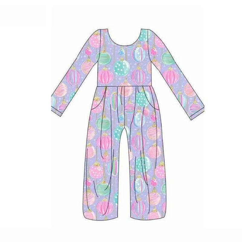 10.23 (Pre Order) No moq LR2827 PRE-ORDER Baby Girls Lavender Lights Plaid Pockets Pants Jumpsuits