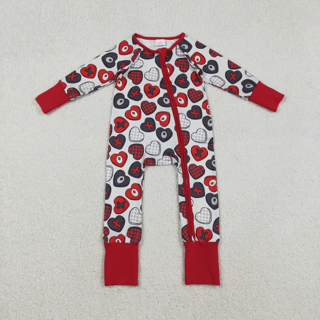 12.11 RTS Sibling Baby Kids Colorful Hearts Bows XOXO Valentines Two Way Zip Convertible Rompers