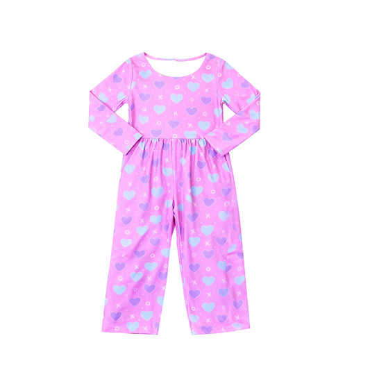 11.18 LR2926 Pre order No Moq Baby Girls Hearts XOXO Valentines Pockets Jumpsuits