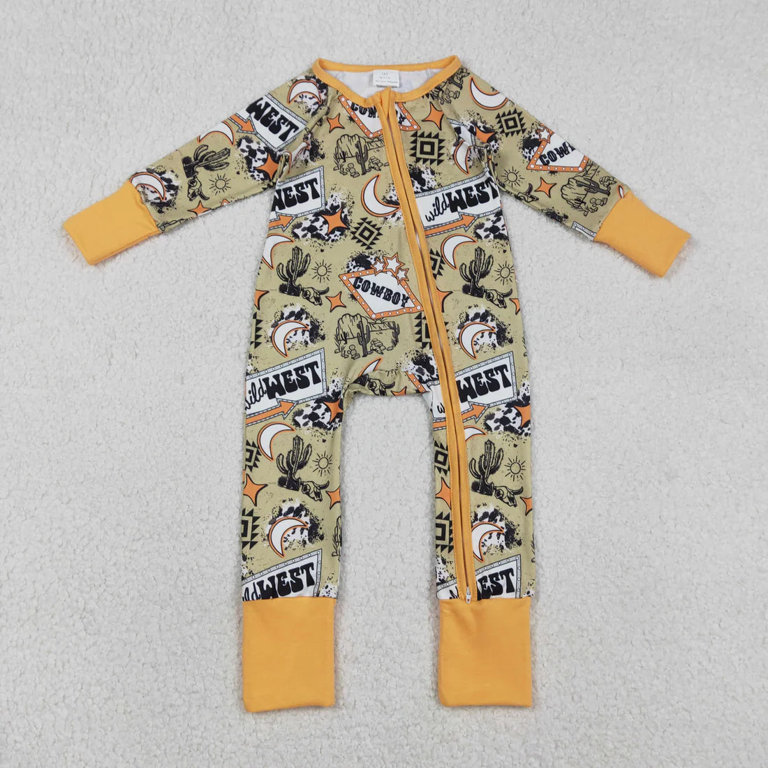 1.7 RTS Sibling Baby Boys Girls Western Boots Cows Two Way Zip Convertible Rompers