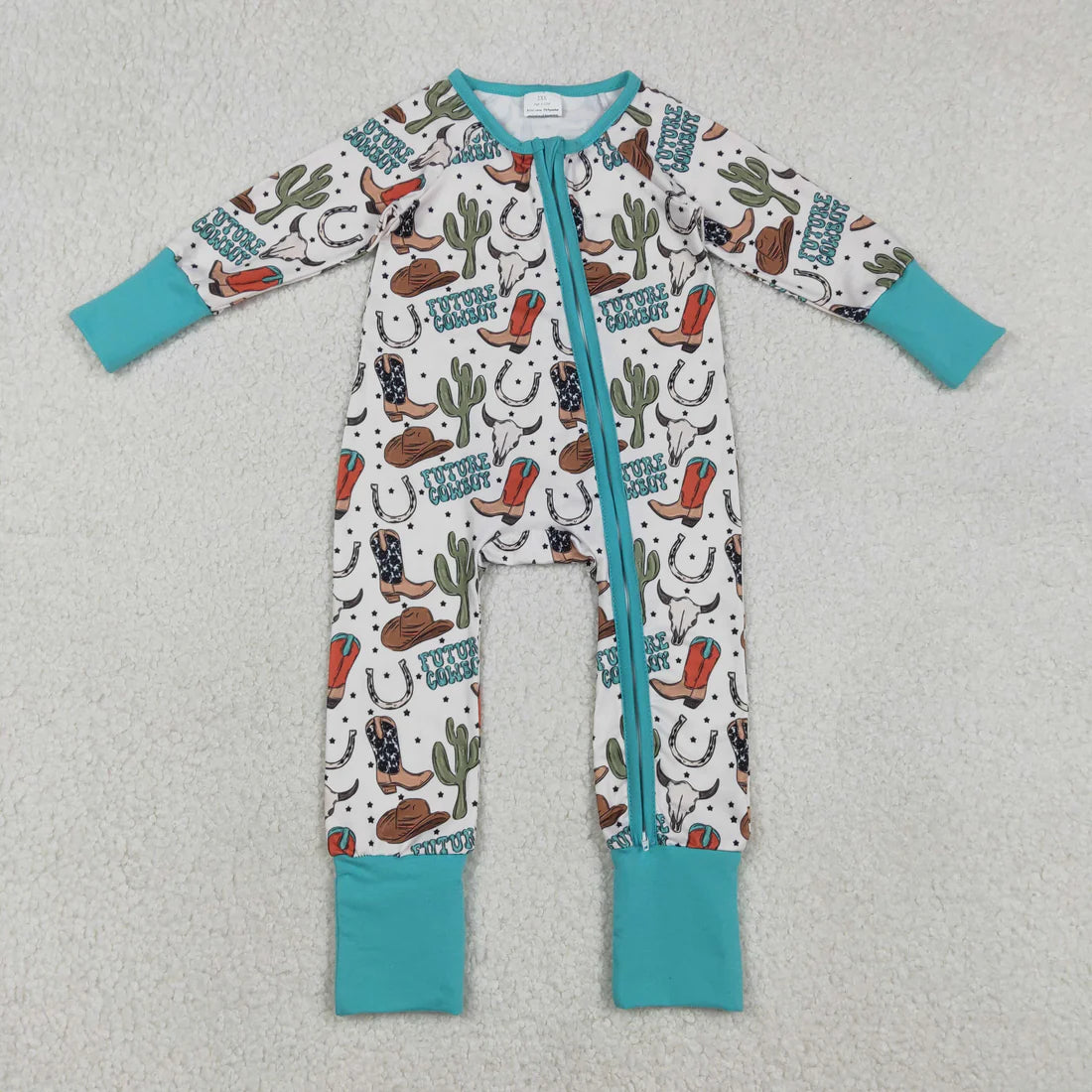 1.7 RTS Sibling Baby Boys Girls Western Boots Cows Two Way Zip Convertible Rompers
