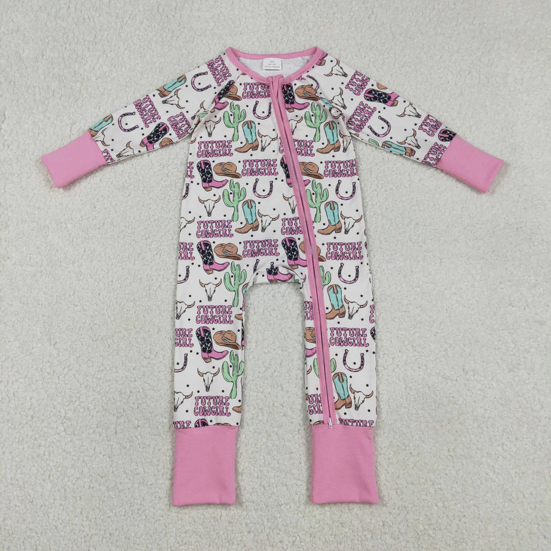 1.7 RTS Sibling Baby Boys Girls Western Boots Cows Two Way Zip Convertible Rompers