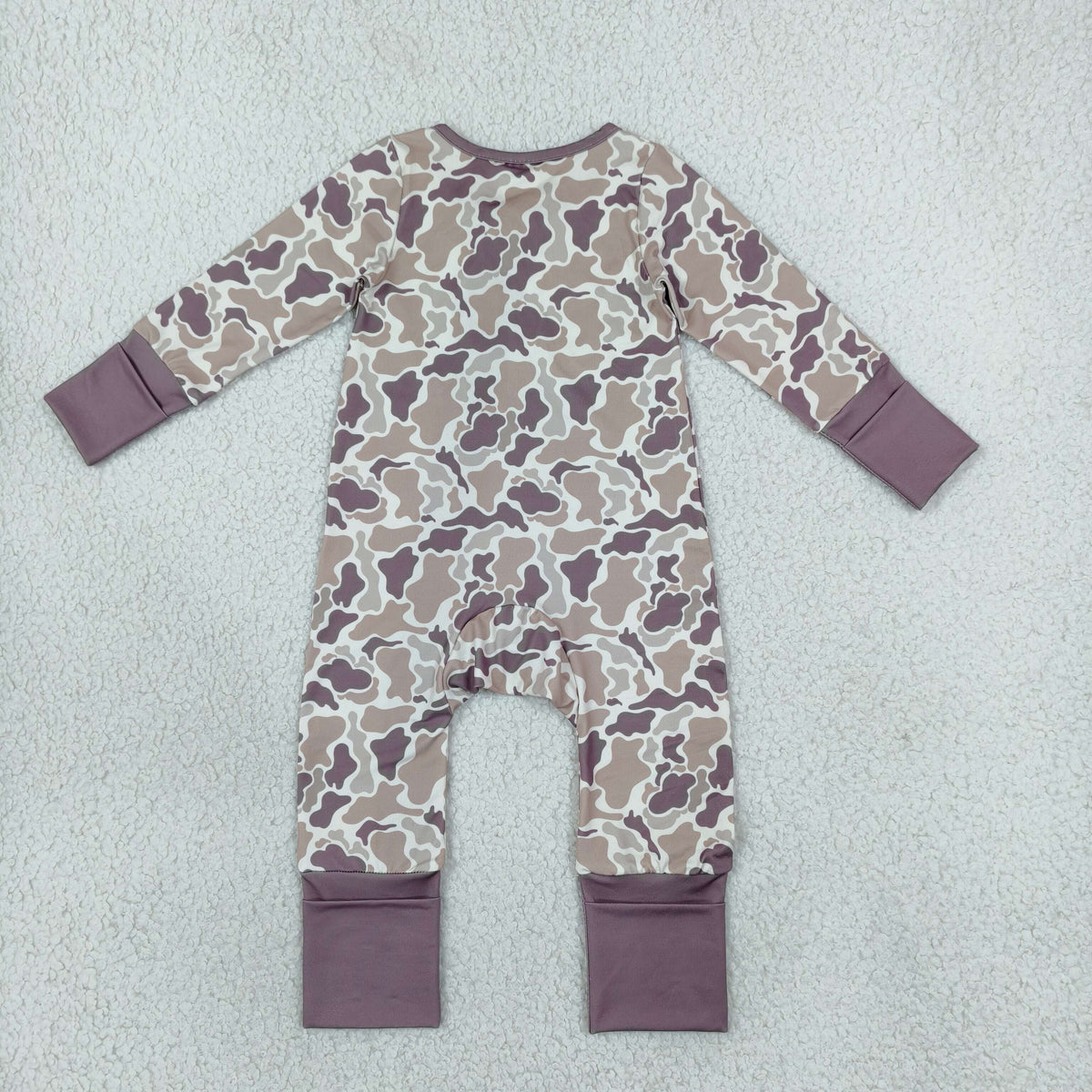RTS NO MOQ （In stock）milk silk LR2948 Baby Boys Camo Two Way Zipper Convertible Crotch Zip Rompers