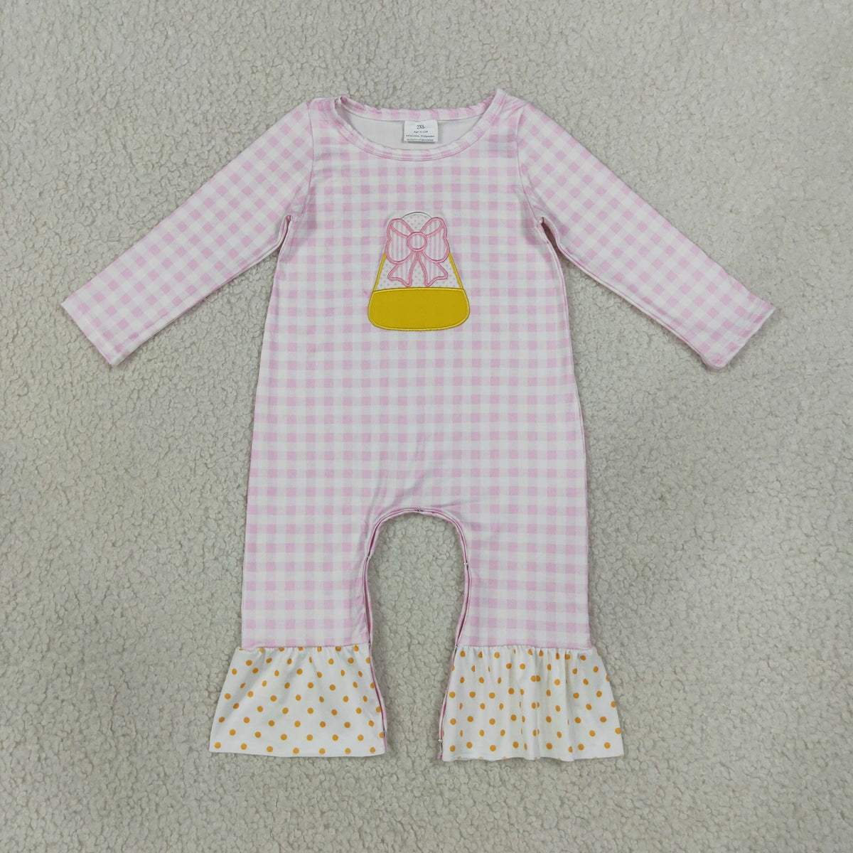 RTS NO MOQ Sibling milk silk Embroidery Bow Candy Baby Girls Pink Check Tunic And Leggings Clothes Set Rompers