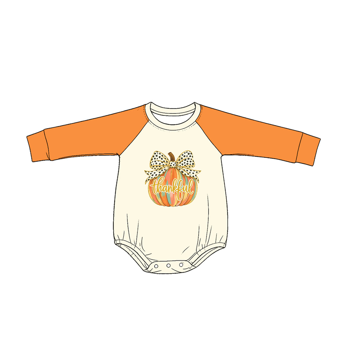 4.27 Pre Order No moq Baby Girls Long Sleeve Bows Pumpkins Fall Rompers