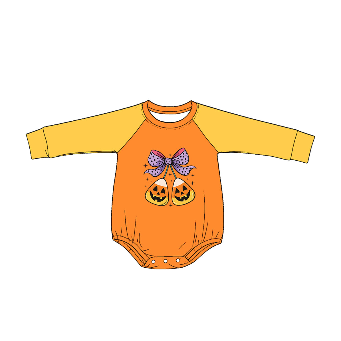 4.27 Pre Order No moq Baby Girls Long Sleeve Bows Pumpkins Fall Rompers