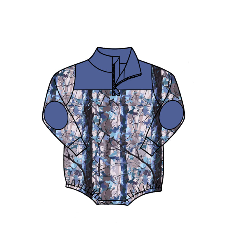 4.27 Pre Order No moq Baby Boys Long Sleeve Camo Zipper Rompers