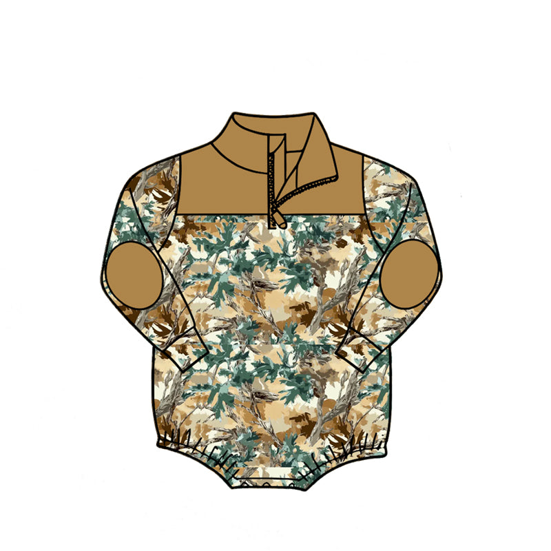 4.27 Pre Order No moq Baby Boys Long Sleeve Camo Zipper Rompers