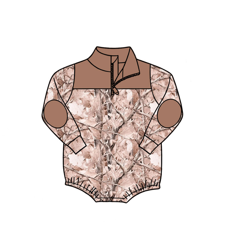 4.27 Pre Order No moq Baby Boys Long Sleeve Camo Zipper Rompers