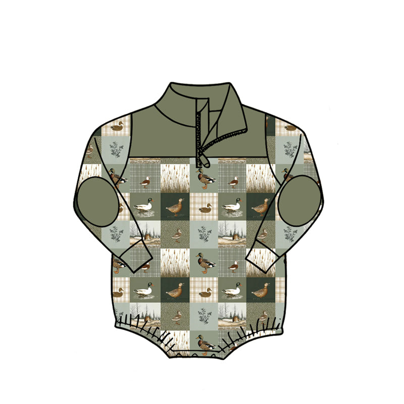 4.27 Pre Order No moq Baby Boys Long Sleeve Camo Zipper Rompers
