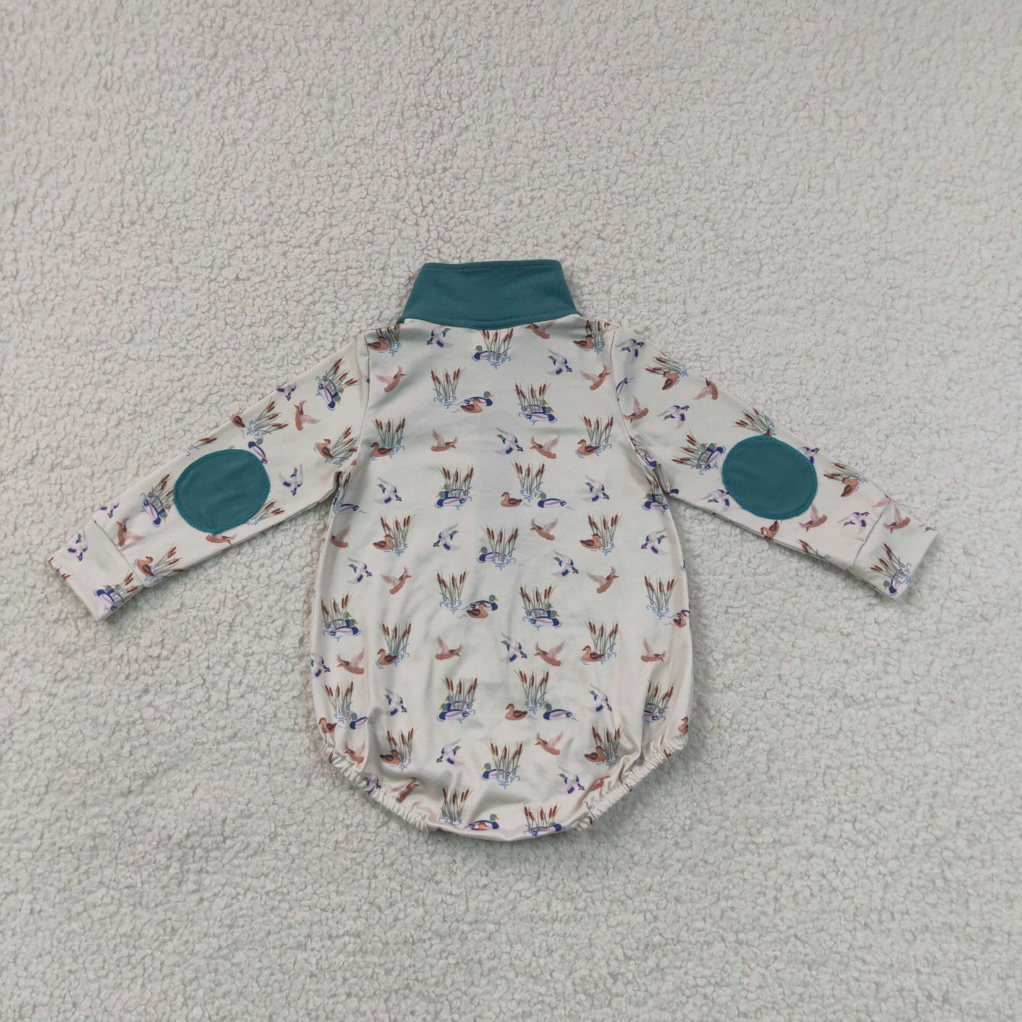7.6 LR3052 RTS NO MOQ （In stock）Long sleeves duck zipper baby boy fall romper