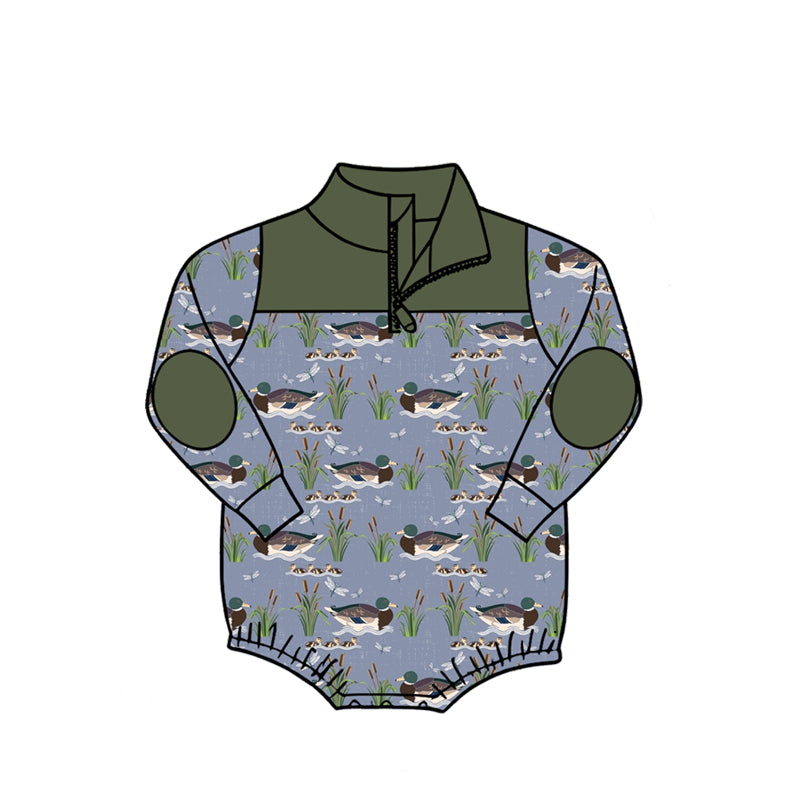 4.27 Pre Order No moq Baby Boys Long Sleeve Camo Zipper Rompers