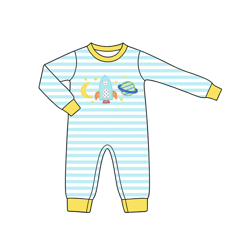 4.28 Pre order No Moq Casual Blue Striped Long Sleeve Top Pants And Matching Romper