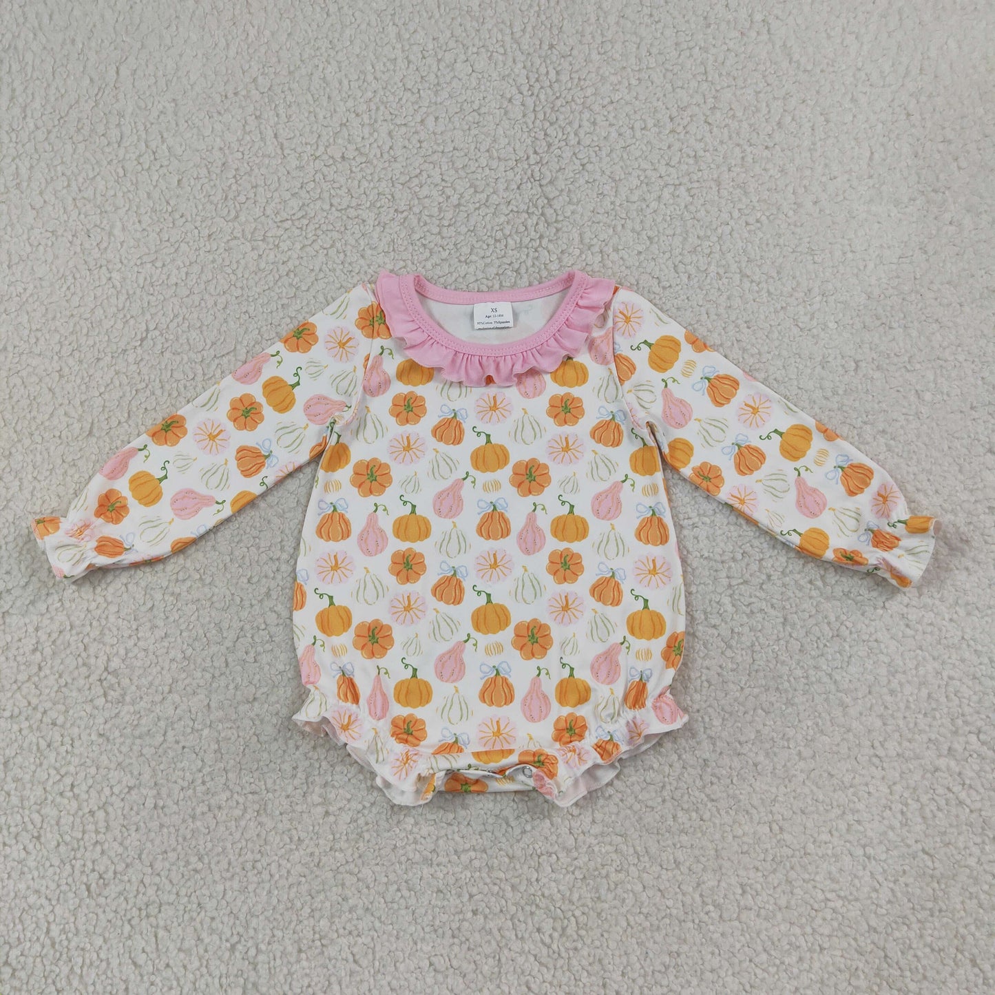 RTS NO MOQ Sibling milk silk Baby Girls Fall Pumpkin Print Tunic Top Matching Legging Pant Clothes Set  Ruffle Rompers