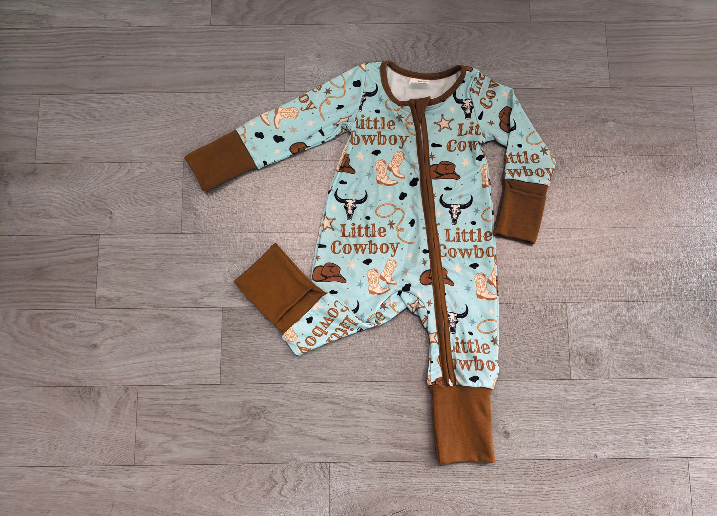 LR3124 Sample No Moq Baby Girls Little Cowboys Boots Western Two Way Zip Convertible Rompers