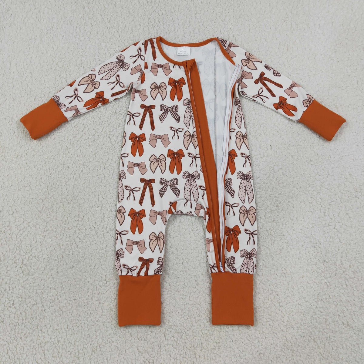 RTS NO MOQ （In stock）LR3158 Baby Girls Bows Plaid Fall Two Way Zip Convertible Rompers