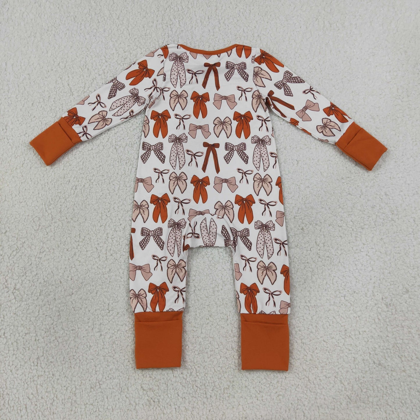 RTS NO MOQ （In stock）LR3158 Baby Girls Bows Plaid Fall Two Way Zip Convertible Rompers
