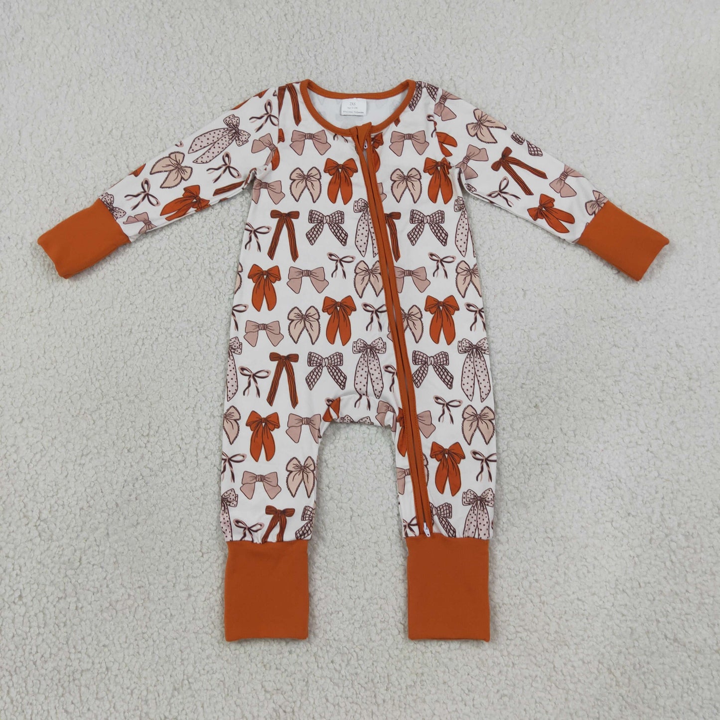 RTS NO MOQ （In stock）LR3158 Baby Girls Bows Plaid Fall Two Way Zip Convertible Rompers