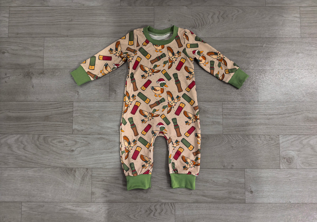 Sample No Moq milk silk LR3209 Baby Boys Hat Ducks Calls Long Sleeve Christmas Pant Rompers