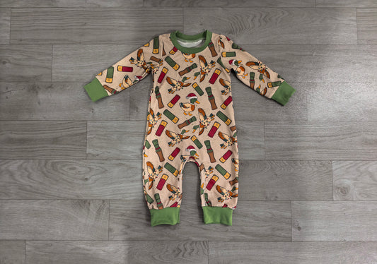 Sample No Moq milk silk LR3209 Baby Boys Hat Ducks Calls Long Sleeve Christmas Pant Rompers