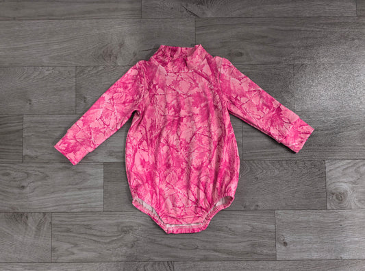 LR3224 Sample No Moq Baby Girls Pink Leavers Camo Long Sleeve Rompers