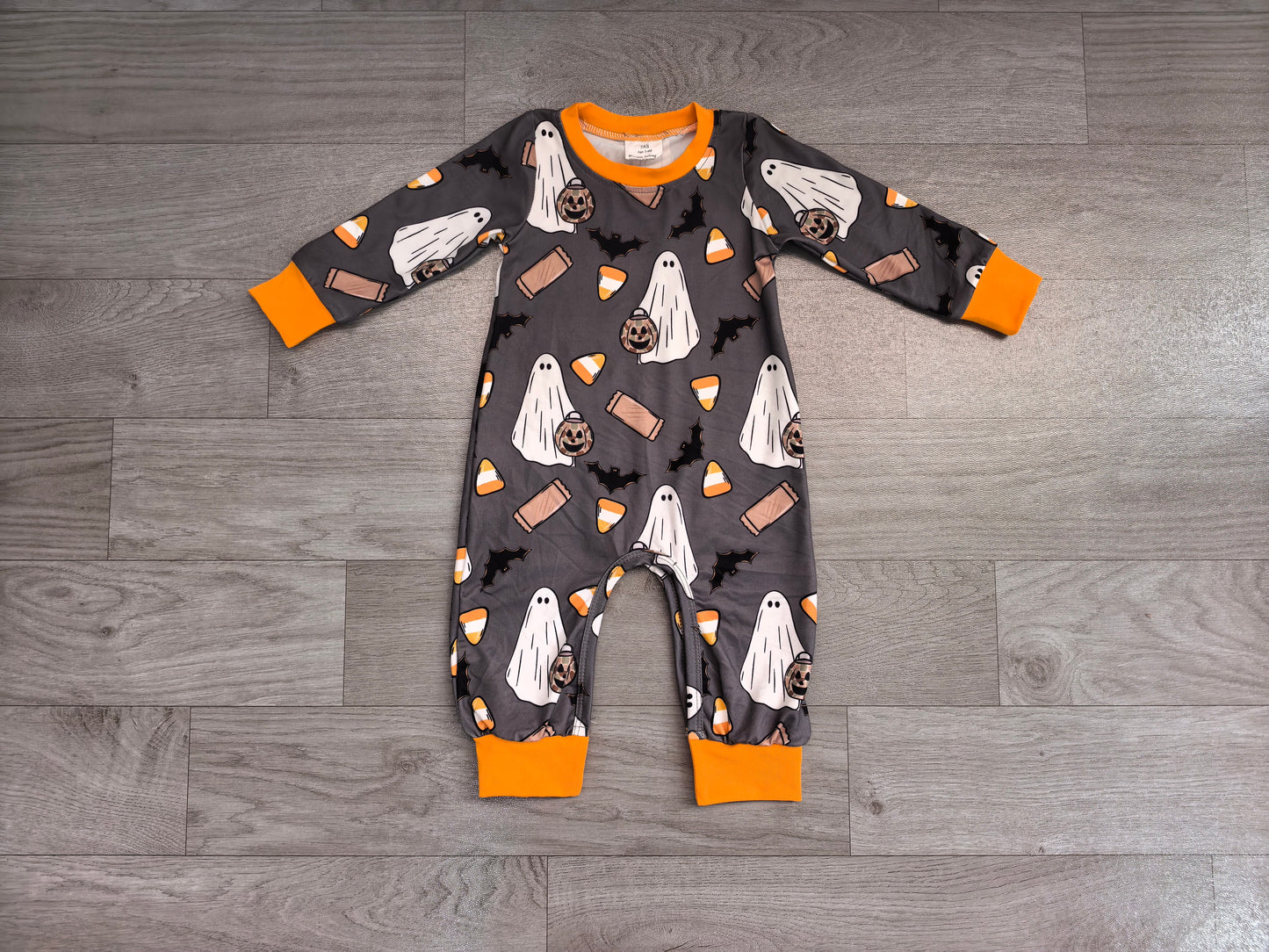 LR3241 Sample No Moq milk silk Baby Boys Ghosts Pumpkins Halloween Long Sleeve Cute Fall Romper
