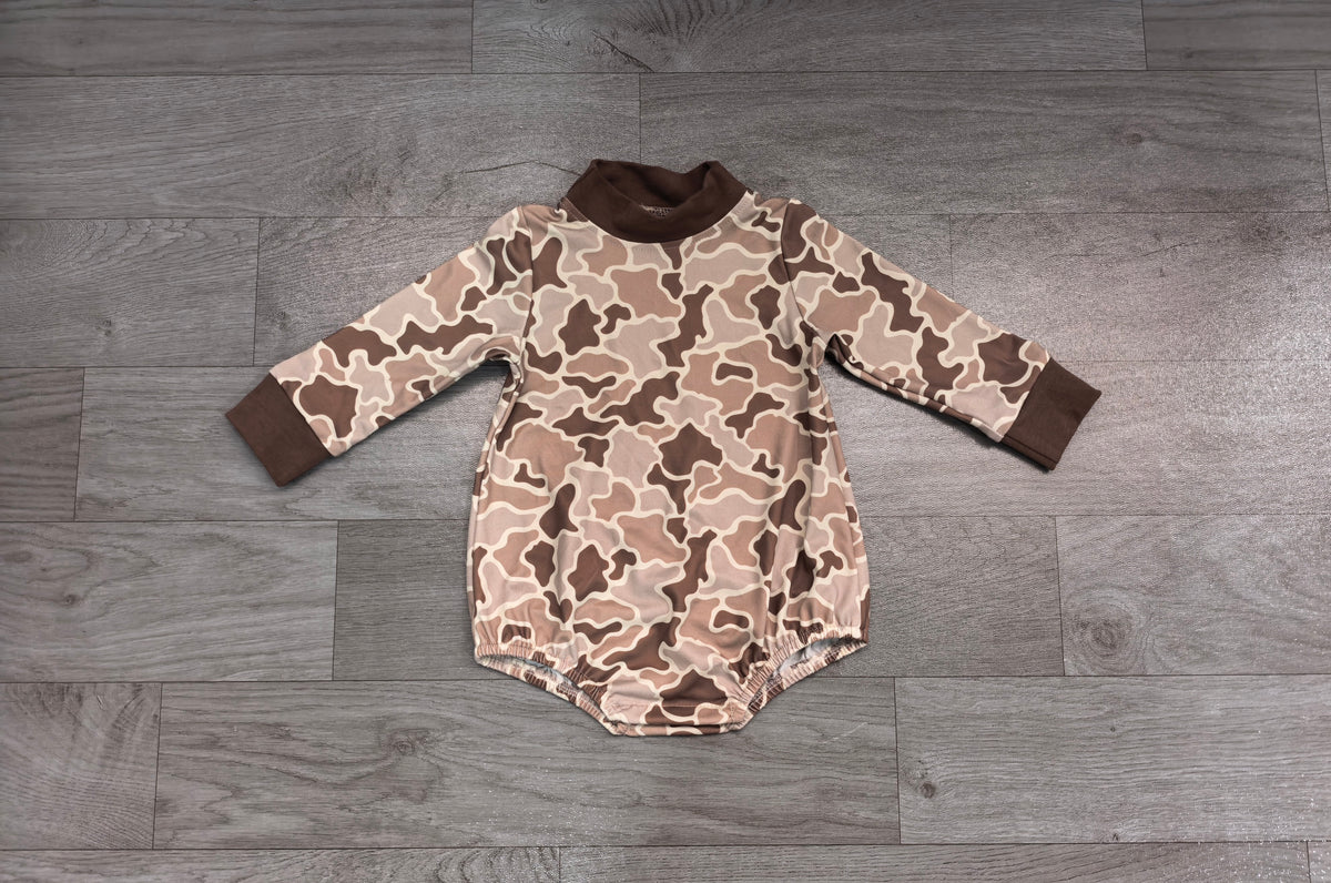 LR3263 Sample No Moq milk silk Baby Boys Long Sleeve Khaki Camo Rompers