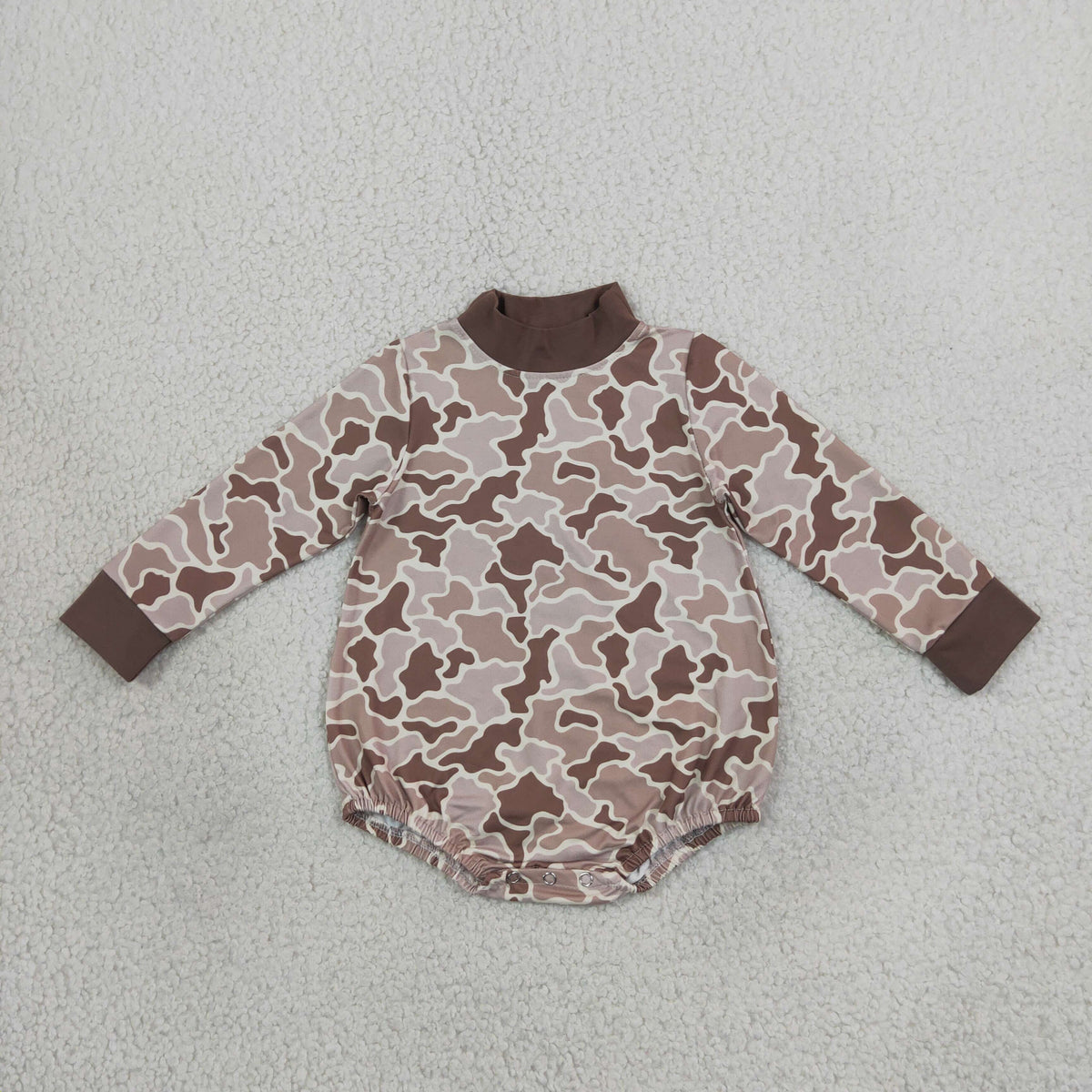 RTS NO MOQ （In stock）LR3263 milk silk Baby Boys Long Sleeve Khaki Camo Rompers