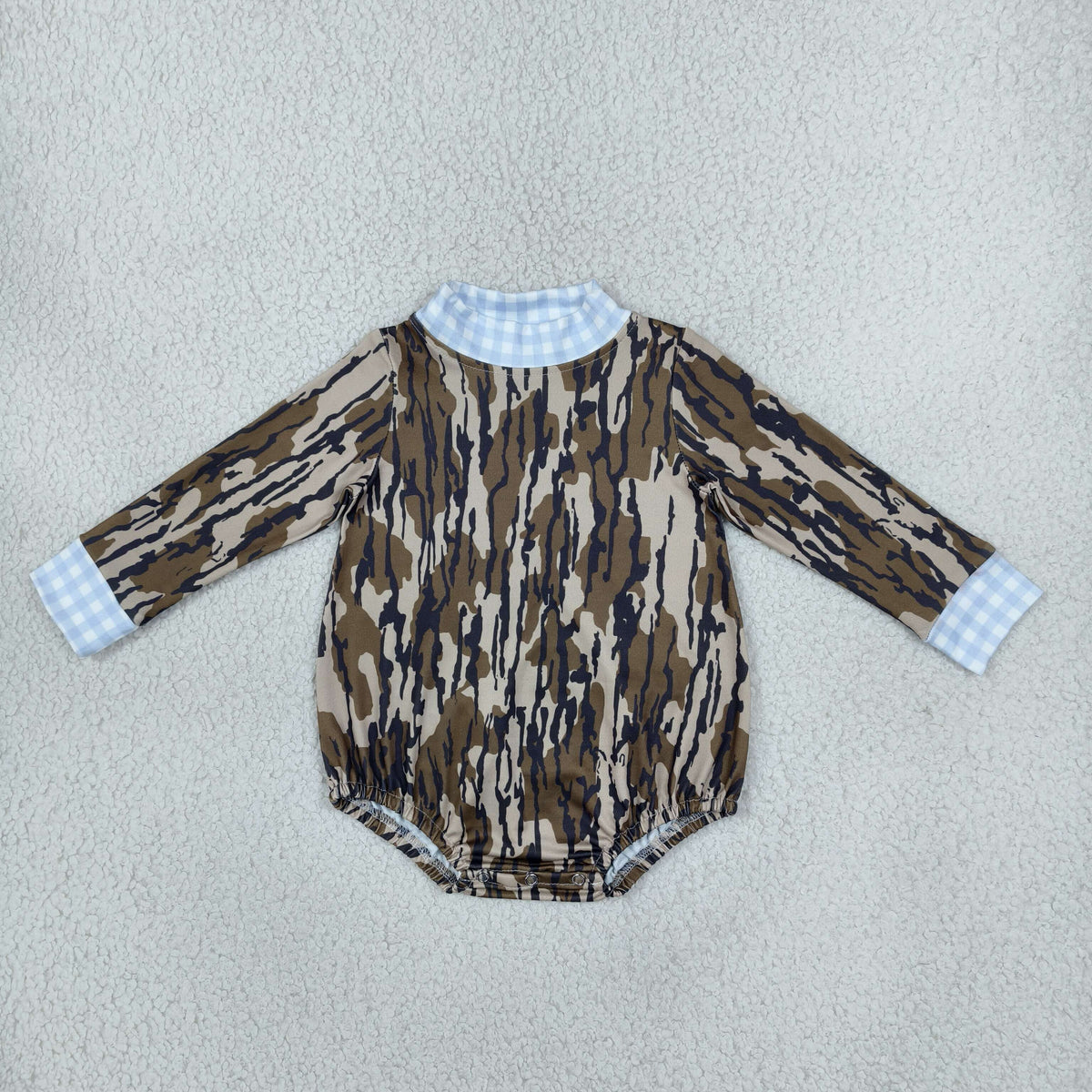 RTS NO MOQ （In stock）milk silk LR3279 Baby Boys High Neck Long Sleeve Camo Rompers