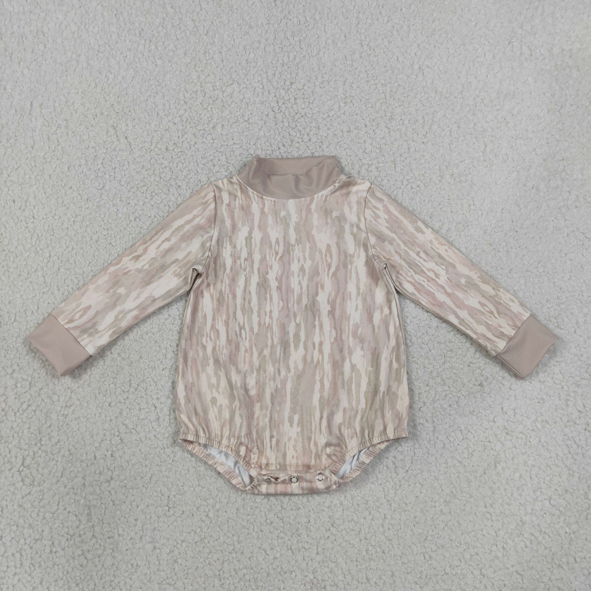 RTS NO MOQ （In stock）LR3306 yoga fabric Baby Boys Long Sleeve Southern Khaki Wood Camo Rompers
