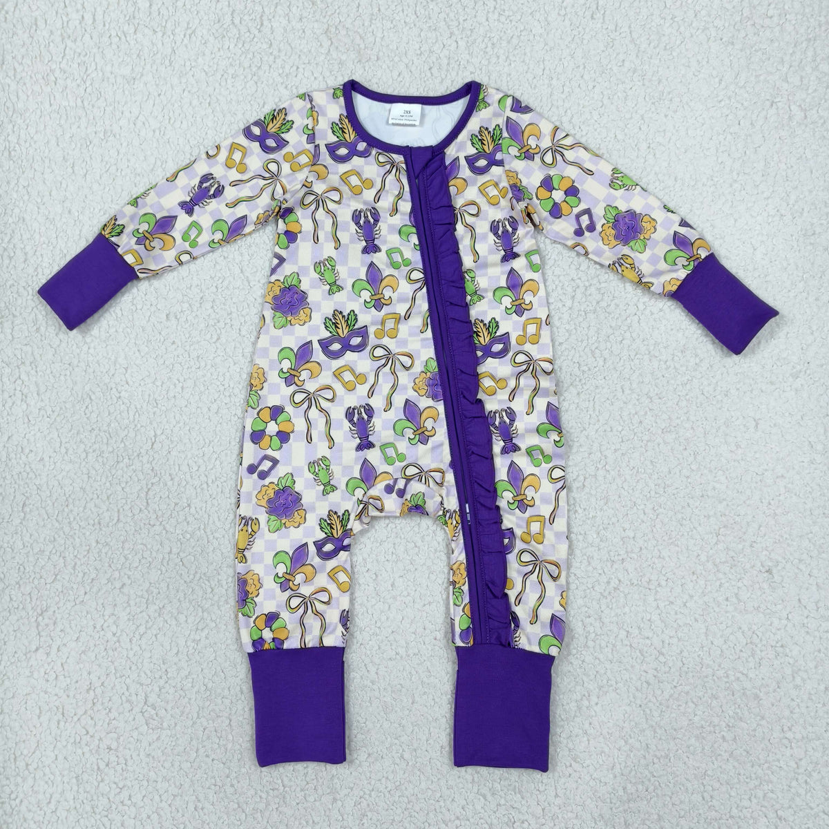 RTS NO MOQ （In stock）milk silk LR3335 Baby Girls Holiday Print Two Way Ruffle Zip Convertible Rompers