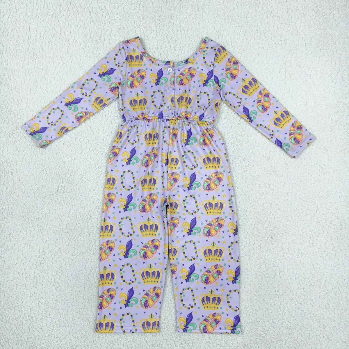 RTS NO MOQ （In stock）milk silk LR3339 Baby Girls Purple Long Sleeve Pockets Pant Jumpsuits