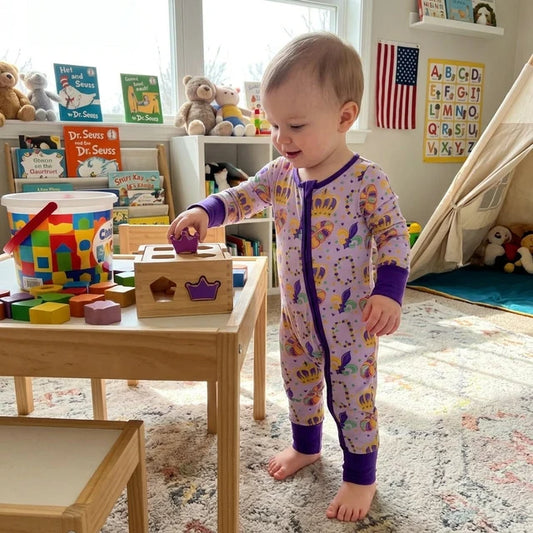 RTS NO MOQ （In stock）milk silk LR3341 Baby Holiday Purple Long Sleeve Two Way Zip Convertible Rompers