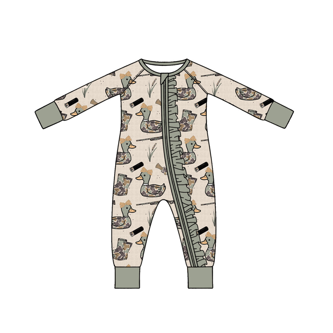 (Preorder new) No moq Baby Girls And Boys Plain Zipper Romper And Ruffle Zipper Romper Kids Pj Set