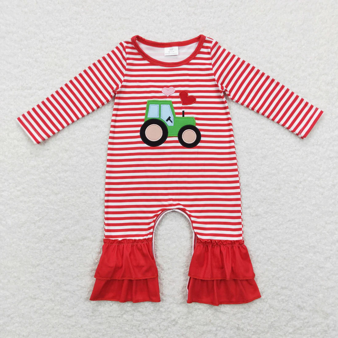 1.17 RTS Sibling Baby Boys Girls Valentines Tractor Hearts Rompers Pajamas Clothes Sets