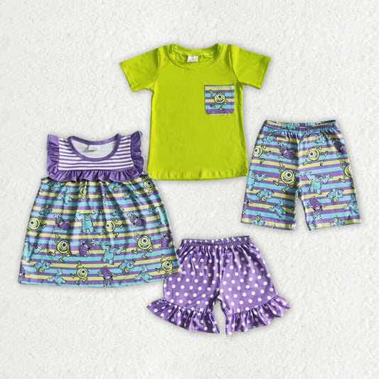 12.1 RTS Sibling Baby Girls Boys Monster Summer Outfits Sets