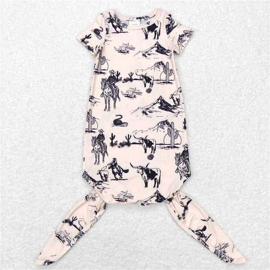 USA Warehouse (IN STOCK) NB0028 Cactus Rodeo Short Sleeve Baby Gown for Infants Comfortable Soft Material Baby Romper for Boys And Girls
