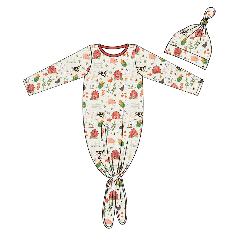 no moq NB0043 pre-order baby nightgown CORN FARM long sleeve milk silk-2024.8.13