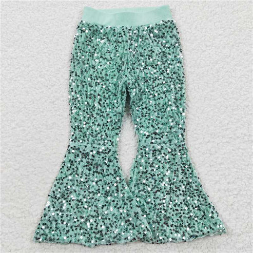 11.6 RTS Sibling Baby Girls Party Birthday Sequin Sparkle Flare Bell Bottom Pants