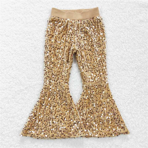 11.6 RTS Sibling Baby Girls Party Birthday Sequin Sparkle Flare Bell Bottom Pants